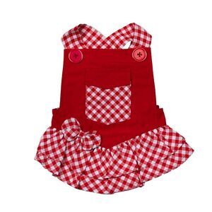 Doggy Parton Red Gingham Overalls Dress, Size: XL 35-55 lbs NWT